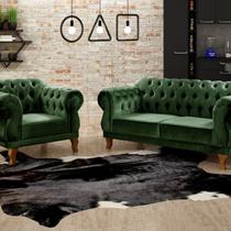 Sofá 2 e 1 Lugares Duquesa Decoração Sala Recepção Retrô Verde Sofá 2 e 1 Lugares Duquesa Decoração Sala Recepção Retrô Verde