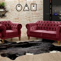 Sofá 2 e 1 Lugares Duquesa Decoração Sala Recepção Retrô Vermelho Bordô Sofá 2 e 1 Lugares Duquesa Decoração Sala Recepção Retrô Vermelho Bordô