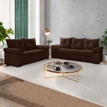 Sofá 2 e 3 Lugares 1015 Veludo Marrom Sofá 2 e 3 Lugares 1015 Veludo Marrom