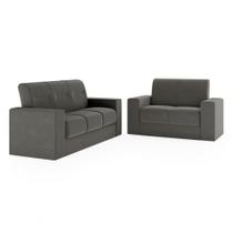 Sofá 2 e 3 Lugares 1050 Recife Veludo Cinza Mamflex