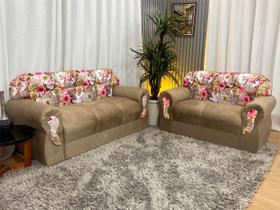 Sofá 2 e 3 Lugares Bege com Floral 607/66 Viena