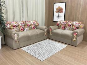 Sofá 2 e 3 Lugares Bege com Floral 607/66 Viena