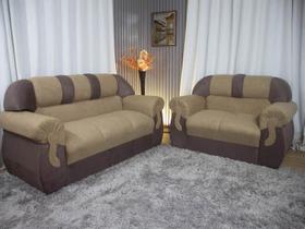 Sofá 2 e 3 Lugares Bege com Marrom 607/603 Corsa