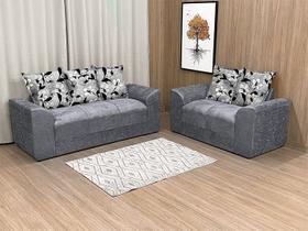 Sofá 2 e 3 Lugares Cinza com Floral 605/37 Porto