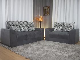 Sofá 2 e 3 Lugares Cinza com Floral 605/37 Porto