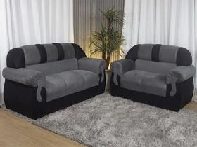 Sofá 2 e 3 Lugares Cinza com Preto 605/601 Corsa