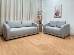 Sofá 2 e 3 Lugares Cinza Haiti Ch Linho Modelo Londrina