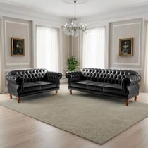 Sofá 2 e 3 Lugares Duquesa Decoração Sala Recepção Retrô Preto Sofá 2 e 3 Lugares Duquesa Decoração Sala Recepção Retrô Preto
