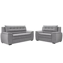 Sofá 2 e 3 Lugares em Suede com Almofadas Fixas e Fibra Siliconada Flexforma Dommus - Flexforma Estofados