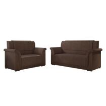 Sofá 2 E 3 Lugares Itália Marrom Suede Marrom