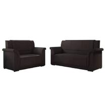 Sofá 2 e 3 Lugares Itália Marrom Suede