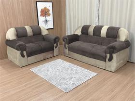 Sofá 2 e 3 Lugares Marrom com Bege 603/602 Corsa