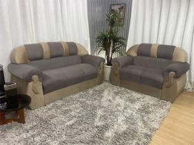 Sofá 2 e 3 Lugares Marrom com Bege 603/607 Corsa