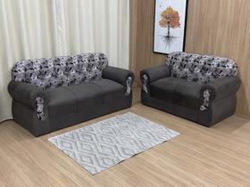 Sofá 2 e 3 Lugares Marrom Escuro com Floral 503/33 Viena