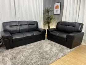 Sofá 2 e 3 Lugares material sintético Preto Lazio Plus Sofá 2 e 3 Lugares material sintético Preto Lazio Plus