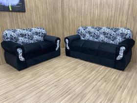 Sofá 2 e 3 Lugares Preto com Floral 601/37 Viena