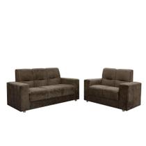 Sofá 2 E 3 Lugares Turin Suede Flash Estofados Marrom