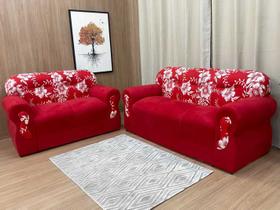 Sofá 2 e 3 Lugares Vermelho com Floral 608/16 Viena