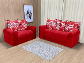 Sofá 2 e 3 Lugares Vermelho/Floral 608/16 Chile Sofá 2 e 3 Lugares Vermelho/Floral 608/16 Chile