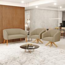 Sofá 2 Lugares 1 Poltrona Stella Base Giratória MA30 Suede D03 - D'Rossi