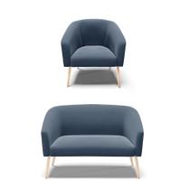 Sofá 2 Lugares 1 Poltrona Stella Pés Palito Natural Suede Azul Marinho D03 - D'Rossi Sofá 2 Lugares 1 Poltrona Stella Pés Palito Natural Suede Azul Marinho D03 - D'Rossi