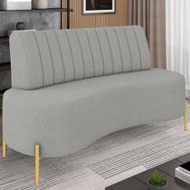 Sofá 2 Lugares 135cm Pés Aço Dourado Tamar Boucle Cinza Z08 - Mpozenato