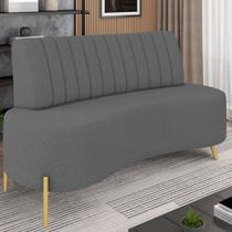 Sofá 2 Lugares 135cm Pés Aço Dourado Tamar Boucle Grafite Z08 - Mpozenato Sofá 2 Lugares 135cm Pés Aço Dourado Tamar Boucle Grafite Z08 - Mpozenato