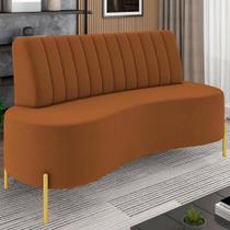 Sofá 2 Lugares 135cm Pés Aço Dourado Tamar Veludo Terracota Z08 - Mpozenato