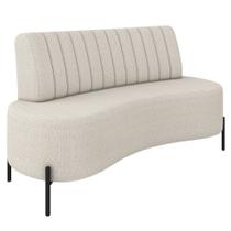 Sofá 2 Lugares 135cm Pés Aço Preto Tamar K04 Bouclê Areia - Mpozenato