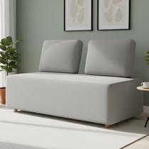 Sofá 2 Lugares 148cm Sala de Estar Rovier Veludo Cinza Z32 - Mpozenato