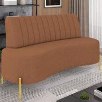 Sofá 2 Lugares 160cm Pés Aço Dourado Tamar Boucle Terracota Z08 - Mpozenato