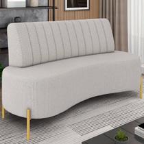 Sofá 2 Lugares 160cm Pés Aço Dourado Tamar Linho Areia Z08 - Mpozenato