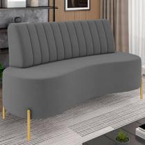 Sofá 2 Lugares 160cm Pés Aço Dourado Tamar Veludo Grafite Z08 - Mpozenato
