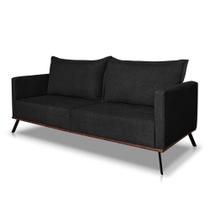 Sofá 2 Lugares 1,60m Estofado em Bouclé Preto com Pés Metálicos - Zefir Lucadi Home