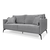 Sofá 2 Lugares 1,60m Estofado em Linho Cinza com Pés Metálicos - Living Lucadi Home Sofá 2 Lugares 1,60m Estofado em Linho Cinza com Pés Metálicos - Living Lucadi Home