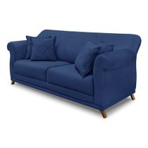 Sofá 2 Lugares 1,60m Pés de Madeira em Suede Azul Marinho - Amsterdam Lucadi Home
