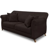 Sofá 2 Lugares 1,60m Pés de Madeira em Suede Café - Amsterdam Lucadi Home