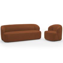 Sofá 2 Lugares 170cm Com Poltrona Giratória Orgânica Heidy F04 Veludo Telha - Lyam Decor