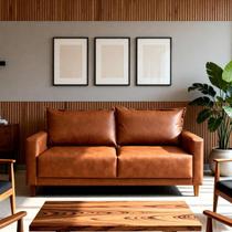 Sofá 2 Lugares 170cm Living Fixo Madeira Maciça Tecido Sintético Sala Estar Recepção Escritório Orgânico