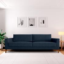 Sofá 2 Lugares 180cm Break Estilo Moderno Linho Pés em Madeira Maciça