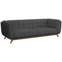 Sofá 2 Lugares 180cm Coin material sintético Preto Veludo Cinza - Sallar Home Sofá 2 Lugares 180cm Coin material sintético Preto Veludo Cinza - Sallar Home