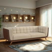 Sofá 2 Lugares 180cm Com Pés Em Madeira Linha Premium Compose Em Bouclê Off-White e material sintético Marrom