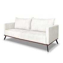 Sofá 2 Lugares 1,80m Estofado em Bouclé Off White com Pés Metálicos - Zefir Lucadi Home