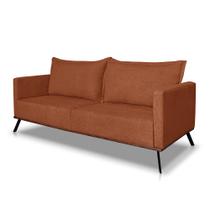 Sofá 2 Lugares 1,80m Estofado em Bouclé Terracota com Pés Metálicos - Zefir Lucadi Home