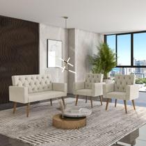 Sofá 2 Lugares + 2 Poltronas Decorativas Para Sala, Recepção