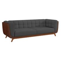 Sofá 2 Lugares 200cm Coin material sintético Marrom Veludo Cinza - Sallar Home Sofá 2 Lugares 200cm Coin material sintético Marrom Veludo Cinza - Sallar Home