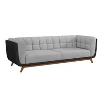 Sofá 2 Lugares 200cm Coin material sintético Preto Linho Cinza Claro - Sallar Home Sofá 2 Lugares 200cm Coin material sintético Preto Linho Cinza Claro - Sallar Home