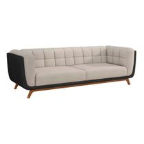 Sofá 2 Lugares 200cm Coin material sintético Preto Linho Off White - Sallar Home Sofá 2 Lugares 200cm Coin material sintético Preto Linho Off White - Sallar Home