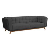 Sofá 2 Lugares 200cm Coin material sintético Preto Veludo Cinza - Sallar Home Sofá 2 Lugares 200cm Coin material sintético Preto Veludo Cinza - Sallar Home