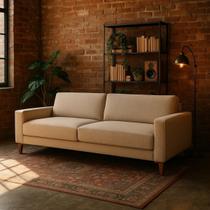 Sofá 2 lugares 214cm Em Linho Pés Em Madeira Maciça Linha Premium Divani